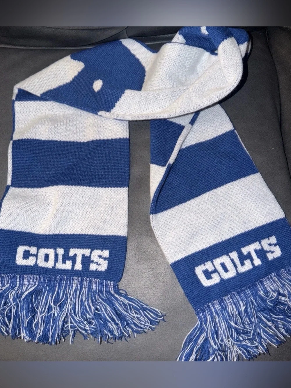 NFL Indianapolis Colts Blue & White Knit Team Scarf vintage collectible